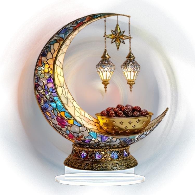 Исламский Eid Mubarak 2D Лунный Фонарь Акриловая Настольная Табличка Украшение для Рамадана Мусульманской Вечеринки Центральные Элементы Декор Подарок