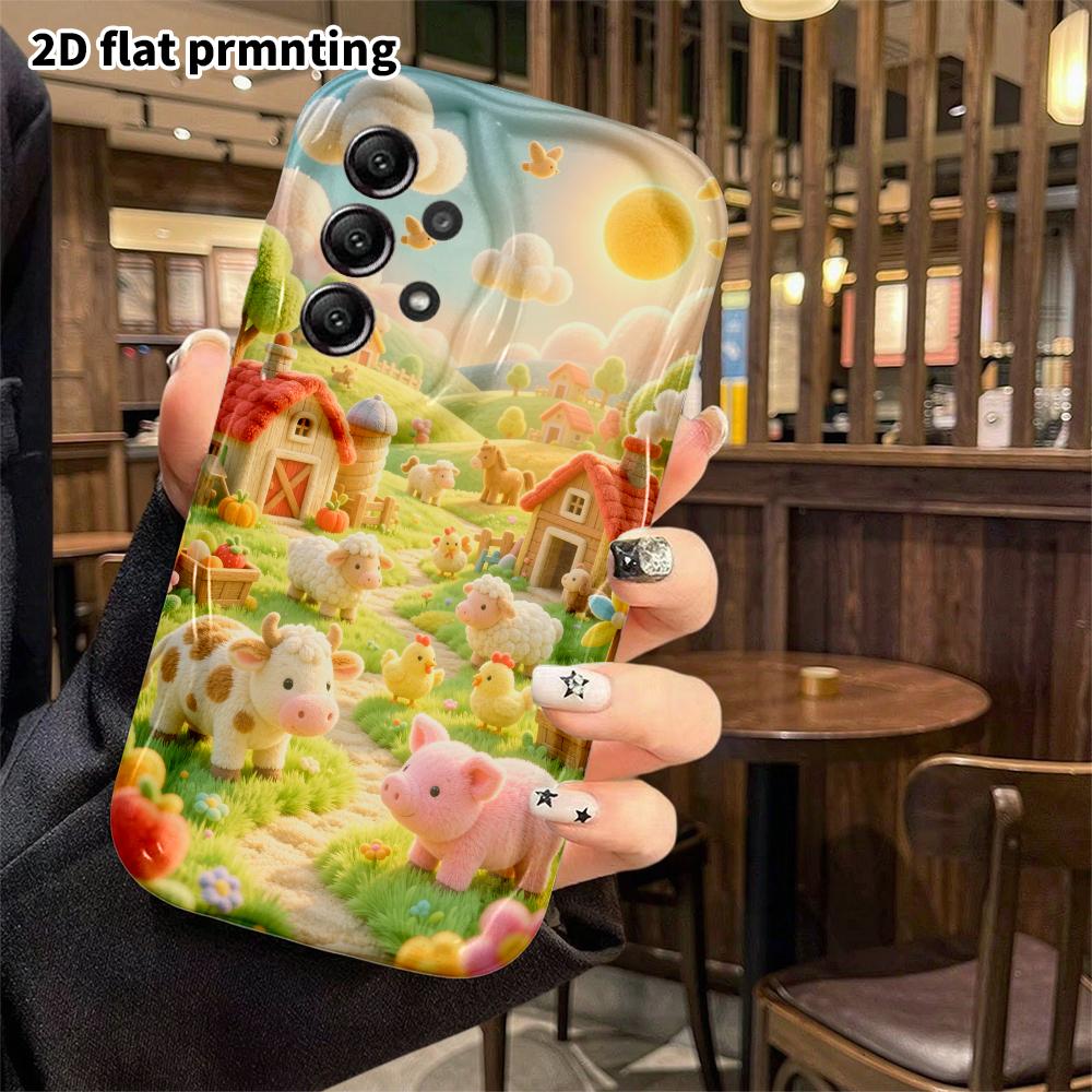 Phone Case: 2D flat, suitable for Samsung Galaxy A34 A35 M05 M06 S20 S22 S21 FE Plus 5G protective case, plush farm, perfect Christmas and Halloween h