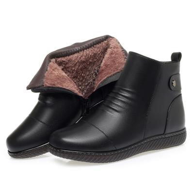 Модные зимние сапоги AIYUQI Женские 2025 Новые Нескользящие Натуральная кожа Материнские сапоги На плоской подошве Большого размера Шерстяные Теплые Женские Короткие сапоги