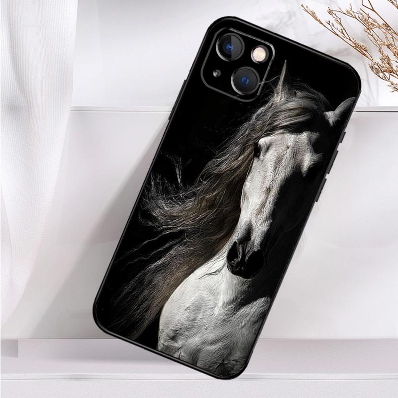 Черный Белый Лошадь Чехол Для Телефона iPhone 16 15 14 12 11 13 Pro Max 7 8 Plus X XR XS Max 13 12 Mini Cover