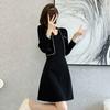 Spring and Autumn New Fake Two-piece Knitted Dress Women's New Waist Sweater Skirt