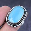 Aqua Chalcedony Gemstone Handmade 925 Steling Silver Jewelry Ring Size 8 t3A48