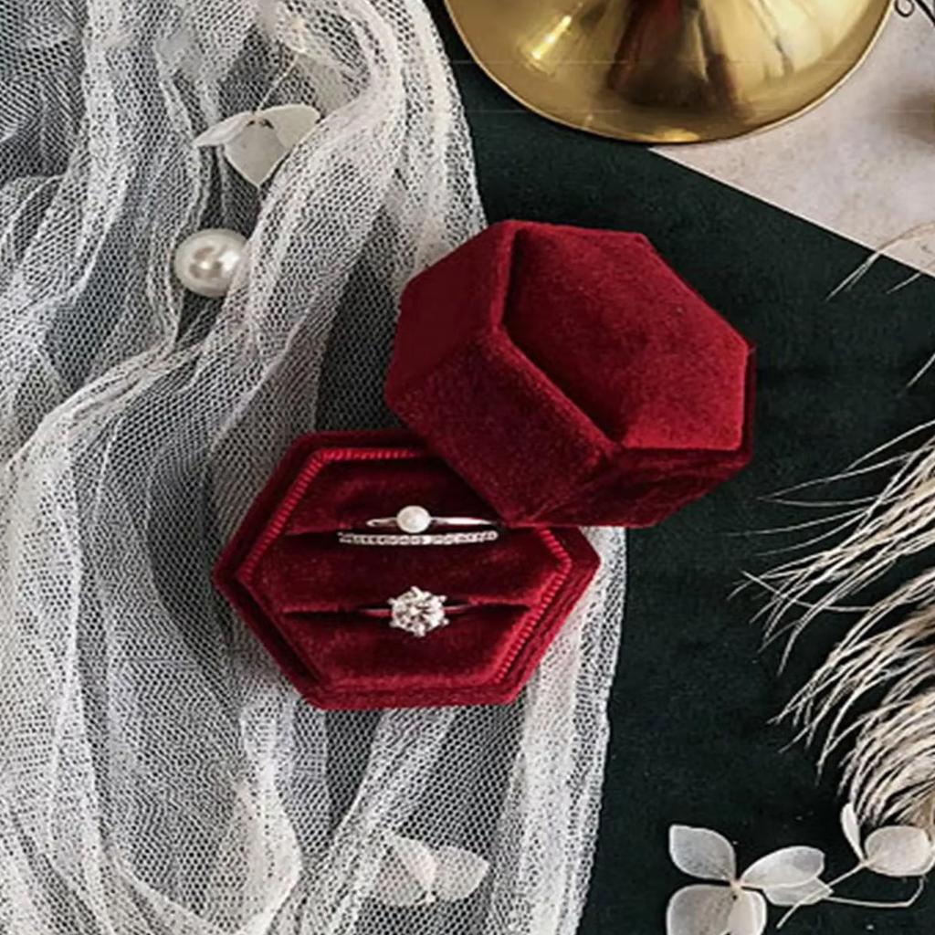 1 шт.-Винтажная шестигранная шкатулка для украшений, двойная коробка для колец, пустая коробка, органайзер для подарка на помолвку, свадебную церемонию, День святого Валентина