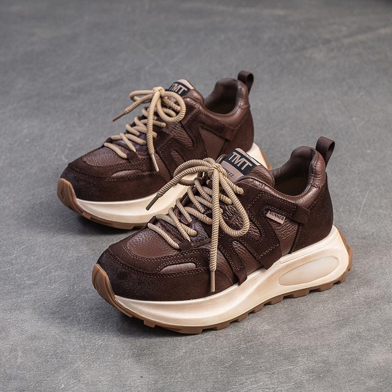 Johnature Кроссовки из натуральной кожи, универсальная повседневная спортивная обувь, женские туфли на плоской подошве со шнуровкой и круглым носком