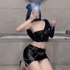 Сексуальное нижнее белье, одежда машиниста, бандаж с открытой грудью, колготки, верхняя одежда, кожаная юбка с разрезом и низкой посадкой для улицы, большой размер.