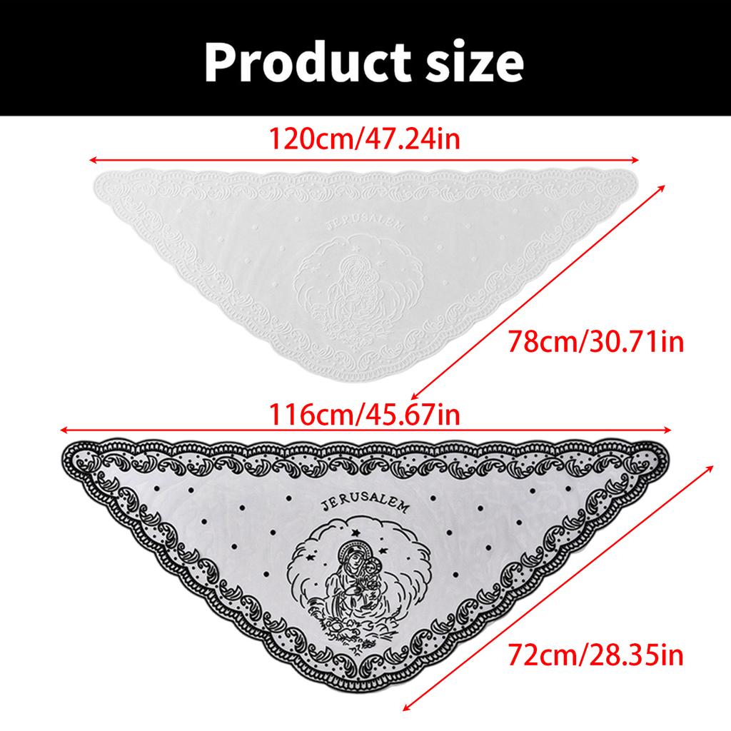 Elegant Embroidered Virgin Mary Scarf Soft & Breathable Shawl Hijab Headscarf for Religious Ceremonies and Daily Wear
