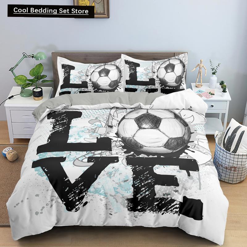 Футбольный Постельный Комплект С Принтом Наволочка Пододеяльник Футбольные Пододеяльники Домашний Текстиль Размер Квин Кинг Спортивная Тематика Пододеяльник