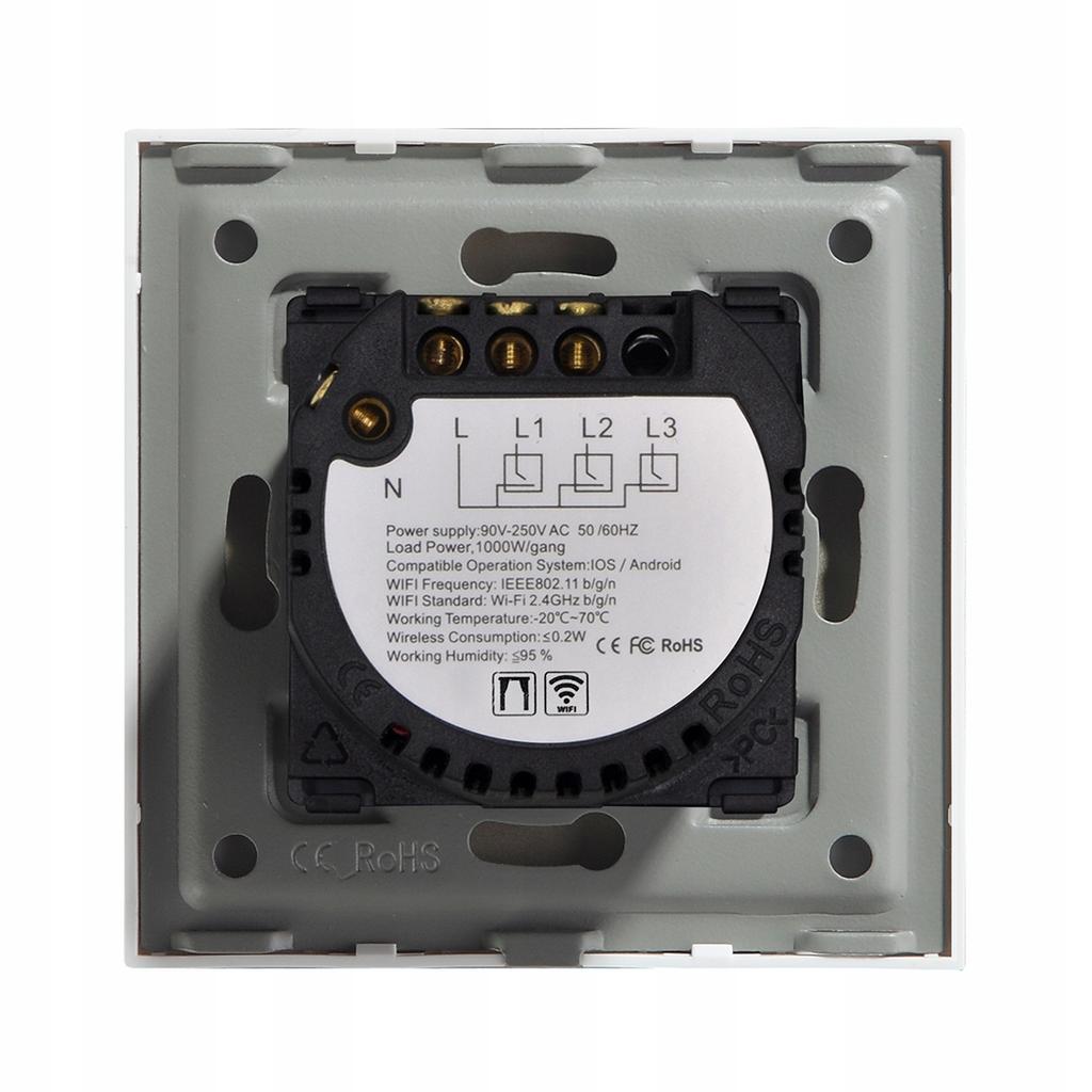 Tuya Zigbee Black Glass Touch Roller Blind Switch