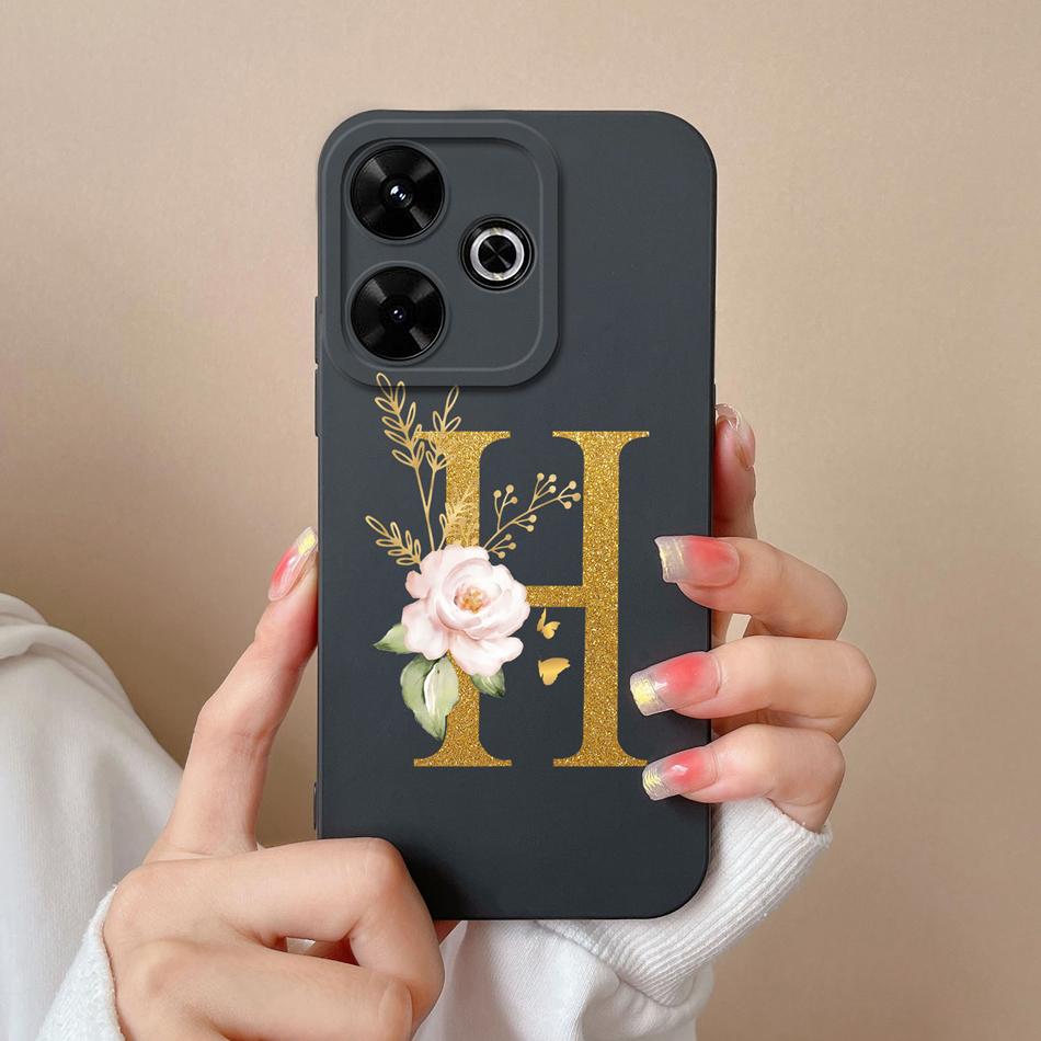 Элегантный Чехол Для Redmi 13 4G Персонализированная Буква Мягкий Жидкий Силикон Защитная Крышка Телефона Для Xiaomi Redmi13 Чехол Funda Capa