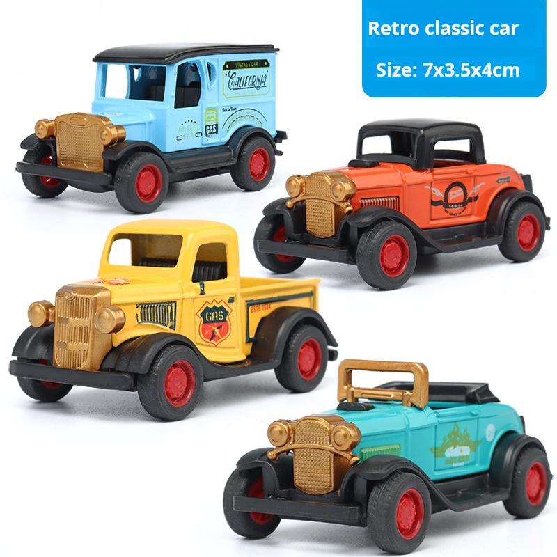 4 Pcs Random Children Classic Alloy Pull Back Car 3 Year Kid Trucks 1:32 Simulation Model Game Toys For Boys Gifts