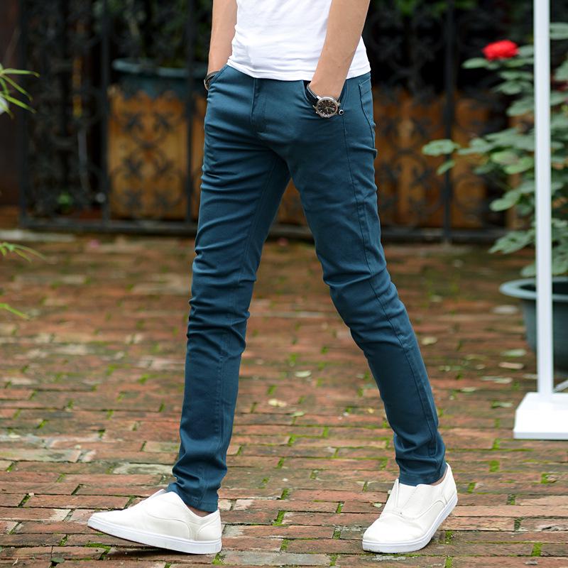 Мужские повседневные брюки из эластичного хлопка прилегающего силуэта в корейском стиле