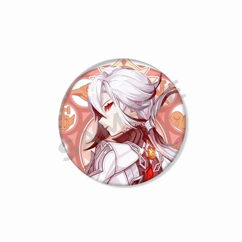 Creative Game Genshin Impact Brooch Cute Arlecchino Figure Lapel Pins Backpack Shirt Clothes Accessories Badge Collectible Gifts