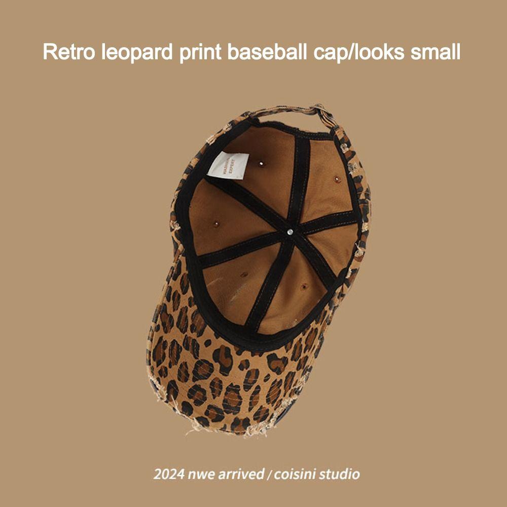 Retro Distressed Leopard Print Baseball Hat Sunscreen Sun Hat Trendy Cool Baseball Caps Women