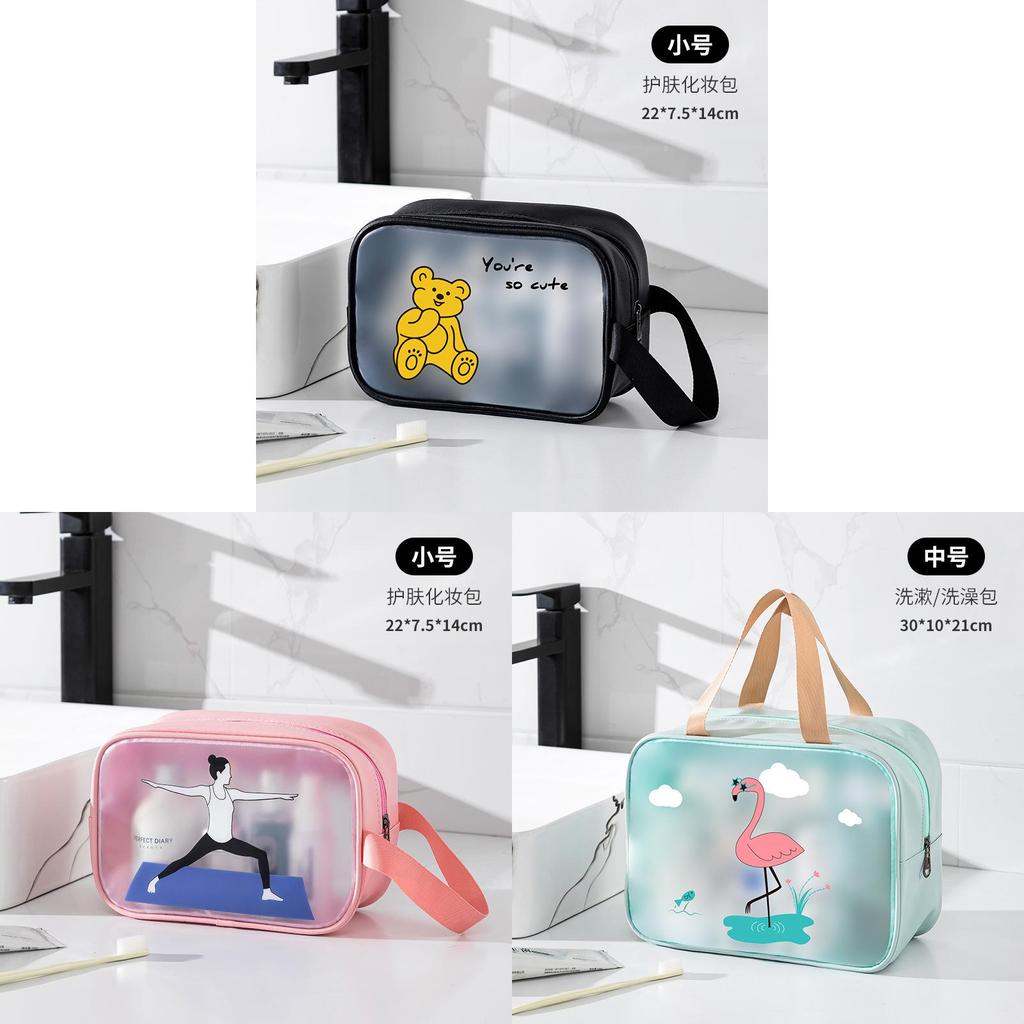 Portable Large Makeup Bag With Waterproof Pvc Material For Travel And Bathroom Storage