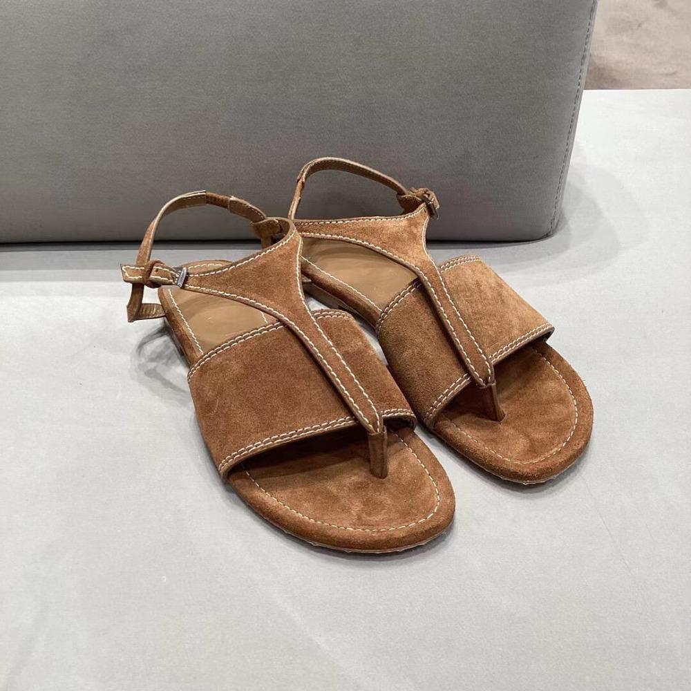 Модные роскошные сандалии летние замшевые римские сандалии на плоской подошве женские кожаные ретро универсальные сандалии с ремешком сзади Zapatos De Mujer