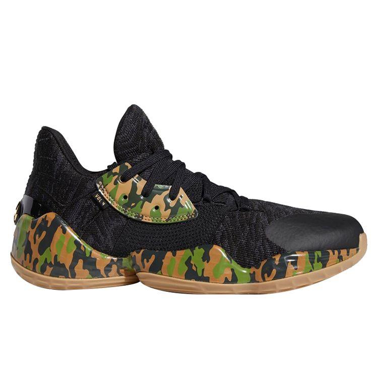 Adidas Harden Vol. 4 Non-Slip Durable Low-Top Basketball Shoes Men Sneakers Black Green Camouflage EF1261