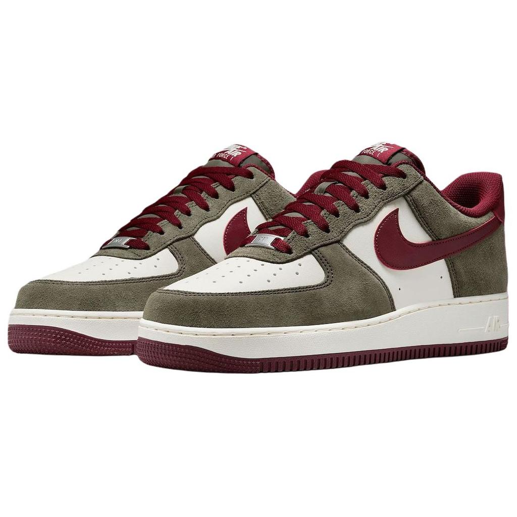 Nike Air Force 1 07 LV8 Cargo Khaki Dark Team Red Unisex Sneakers Grey Pale-Ivory FQ8714-302