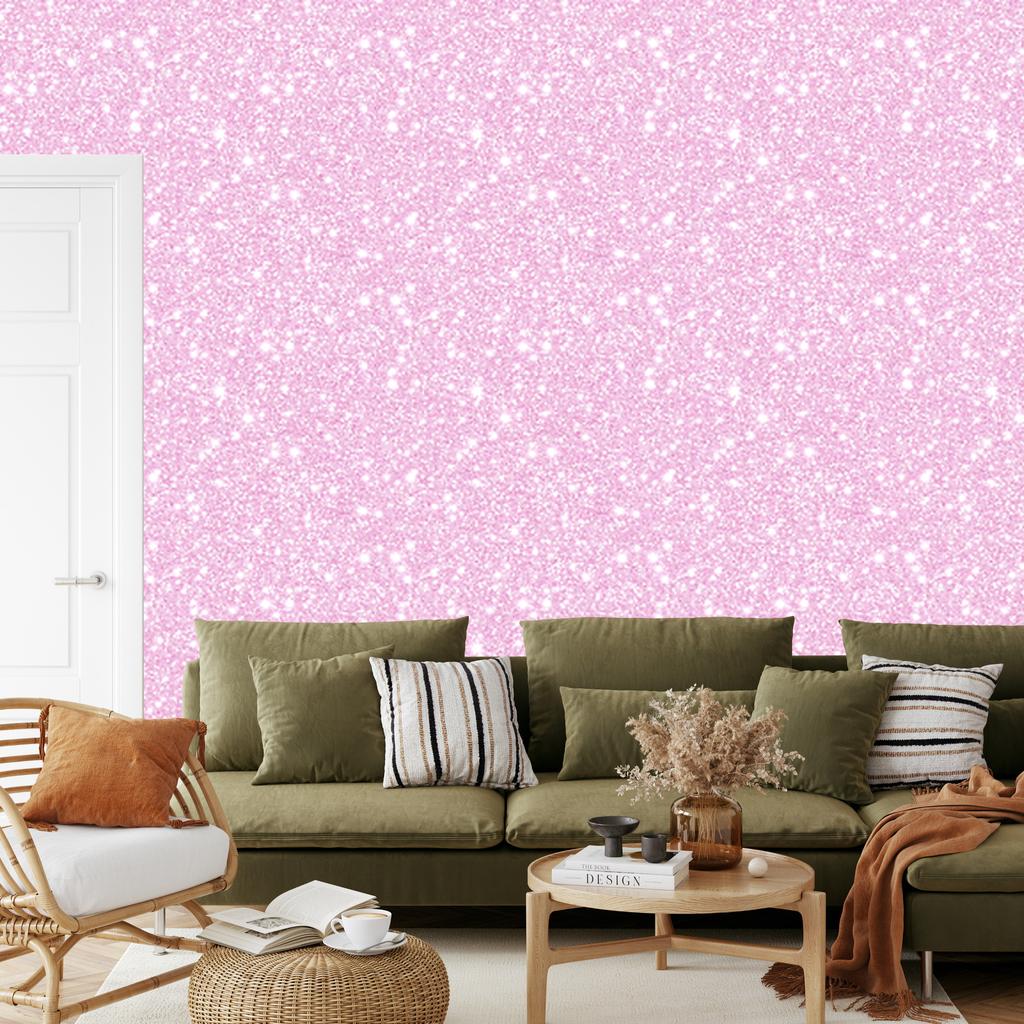 Powder pink, white and lavender glitter wallpaper for living room and bedroom 50x1000