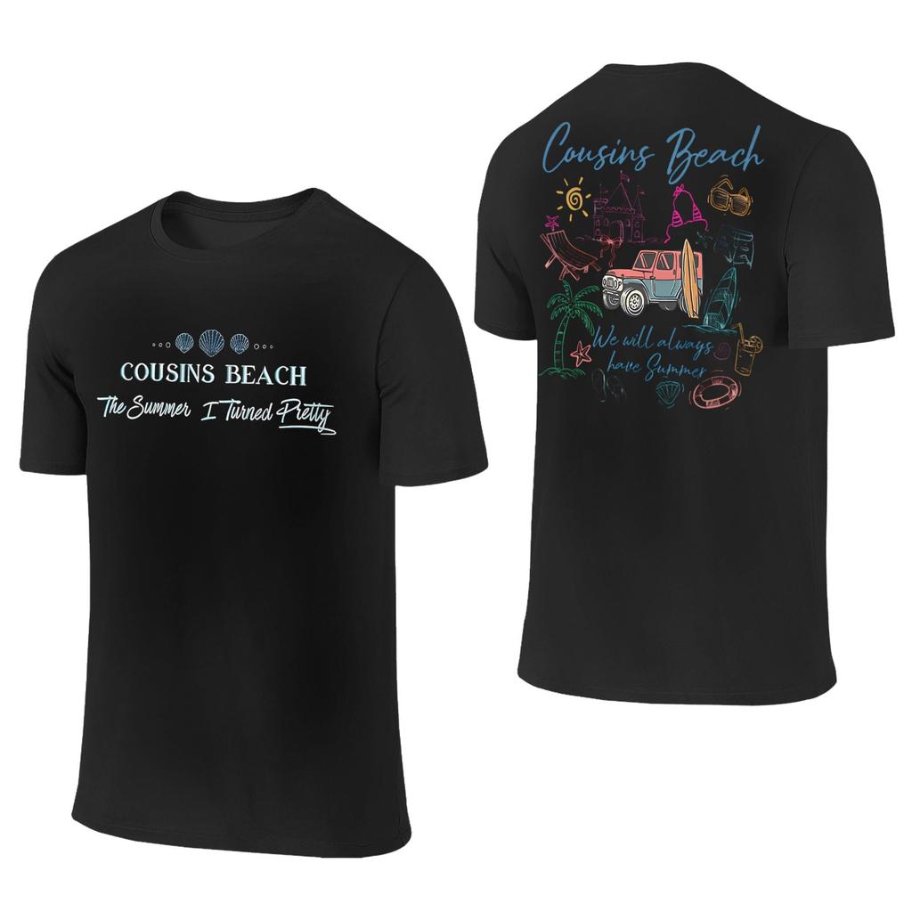 Summer I Turned Pretty Cousins Beach T-Shirt Round Collar Pure Cotton T Shirt Short Sleeve Tees 2-sided Plus Size Clothing