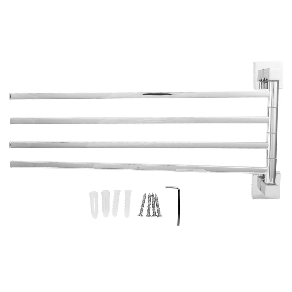 Stainless Steel Towel Rack Bar 180 Degrees Rotatable Towel Bathrobe Hanger Holder for Bathroom3 Rods