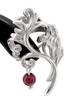 Shinjuku Gin No Kura Openwork Leaf & January Birthstone Garnet Silver Ear Cuff (Single Ear) for Women
