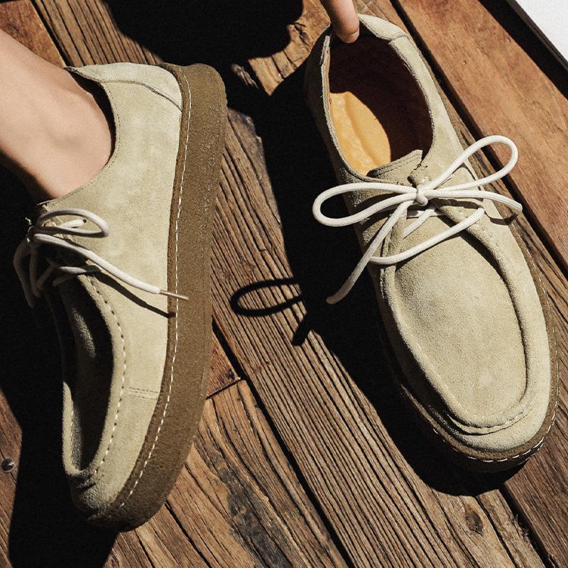 Fashion Classic Men Leather Shoes Spring New Trendy All-match Platform Casual Shoes Loafers British Suede Leather Sneakers Flats Shoes
