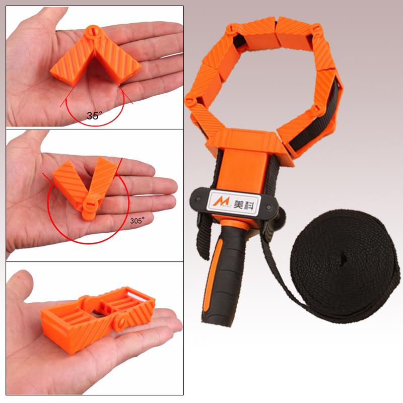 Регулируемый ленточный зажим Многоугольный угловой зажим для деревообработки и каркасных работ, ремень длиной 15 футов, самоблокирующаяся рукоятка с храповым механизмом