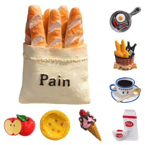 3D-магнит на холодильник с имитацией еды, мультяшный хлеб из смолы, рожок мороженого, кофе, молоко, фрукты, магнит на холодильник, домашний офис, кухня, украшение