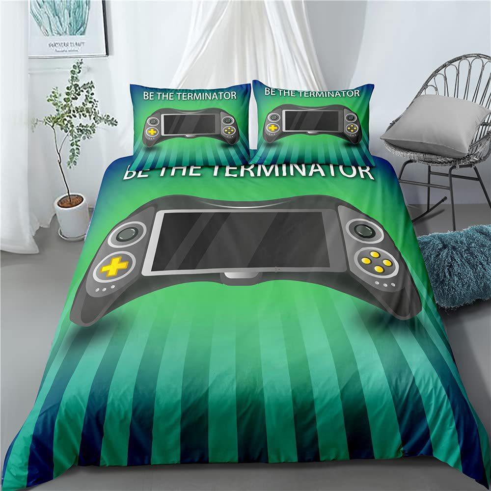Gamepad Pattern Three-Piece Set Suitable For Boys And Girls Bedroom Decoration Duvet Set