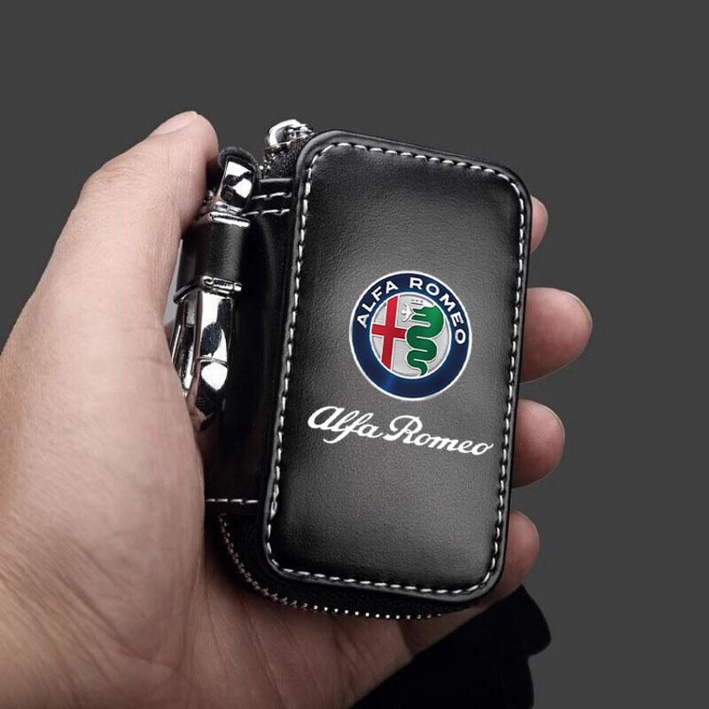 Car Key Case Leather Wallets Housekeeper Covers Zipper Bag For Alfa Romeo giulia stelvio giulietta 159 147 156 Car Accessories zj3
