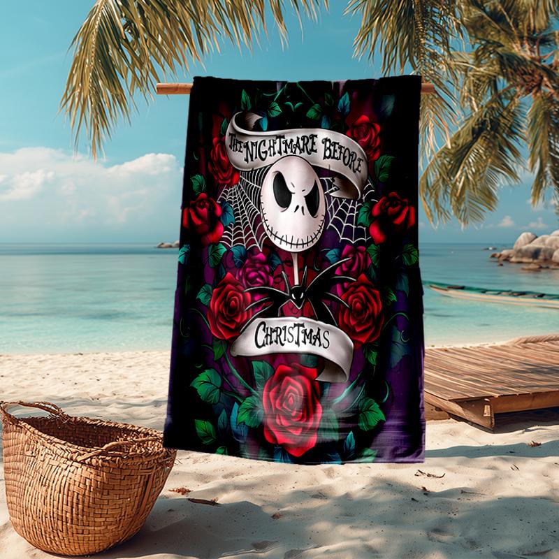 Ultra-Soft Beach Towel with The Nightmare Before Christmas Theme,Ideal for Pool - Camping, Diving - Perfect Travel Essential, Vibrant Beach Towel.