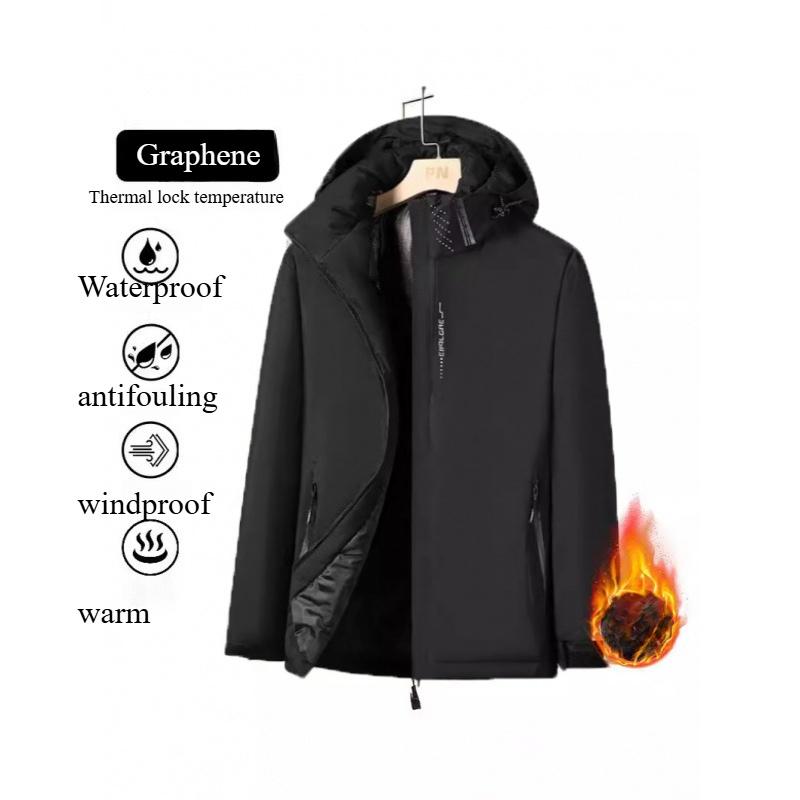 Мужская осенне-зимняя флисовая куртка с графеновым покрытием, утолщенная, теплая хлопковая одежда, ветрозащитная и водонепроницаемая, для альпинизма