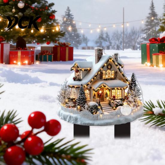 Snowman Pathway Decor Santa Claus Garden Stake, Christmas Acrylic Yard Sign, 2D Festive Lawn Inserts for Flat Snowy Cottage Ornament Holiday
