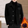 Мужская шерстяная куртка с лацканами, длинный рукав, однобортная куртка, пальто с карманами, однотонный утолщенный плюшевый кардиган с подкладкой, верхняя одежда