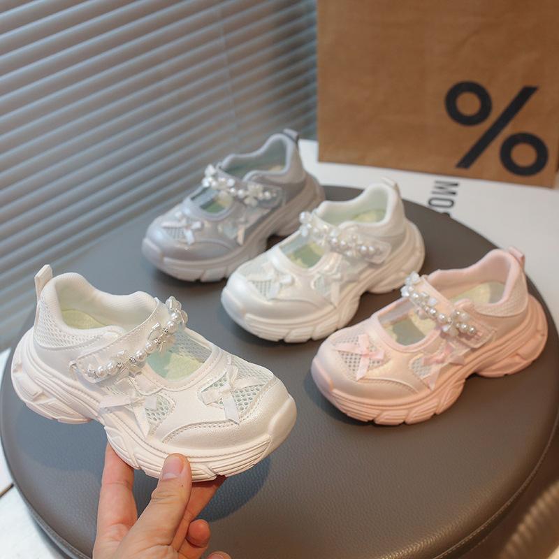 2026New summer dad shoes for children, girls' sandals, soft-soled white shoes, girls' shoes, children's mesh single shoes