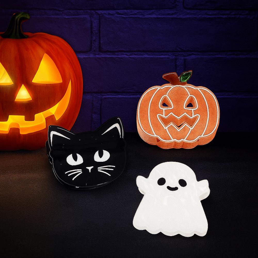 Funny Pumpkin Hair Clip Ghost Acetic Acid Hair Claw Creative Halloween Shark Clip Cosplay