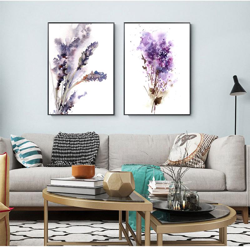 Абстрактные ботанические фиолетовые лавандовые и сиреневые принты, цветы, картина, настенная живопись на холсте, домашний декор, без рамки