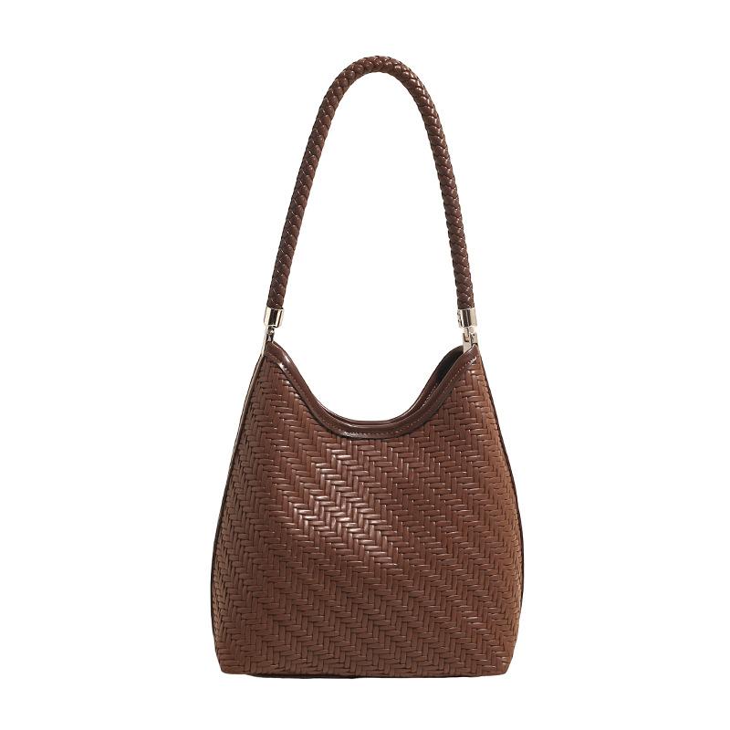 Винтажная большая сумка-ведро для ношения в руке, осень-зима 2025, новая плетеная сумка-подмышка, женская сумка-шоппер на плечо