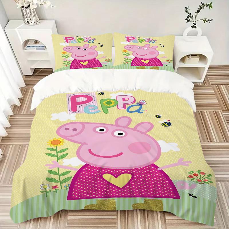 Peppa Pig Garden Party Print 3Pcs Bedding Setduvet Cover With 2 Bedropillowcase Home Birthday Gift
