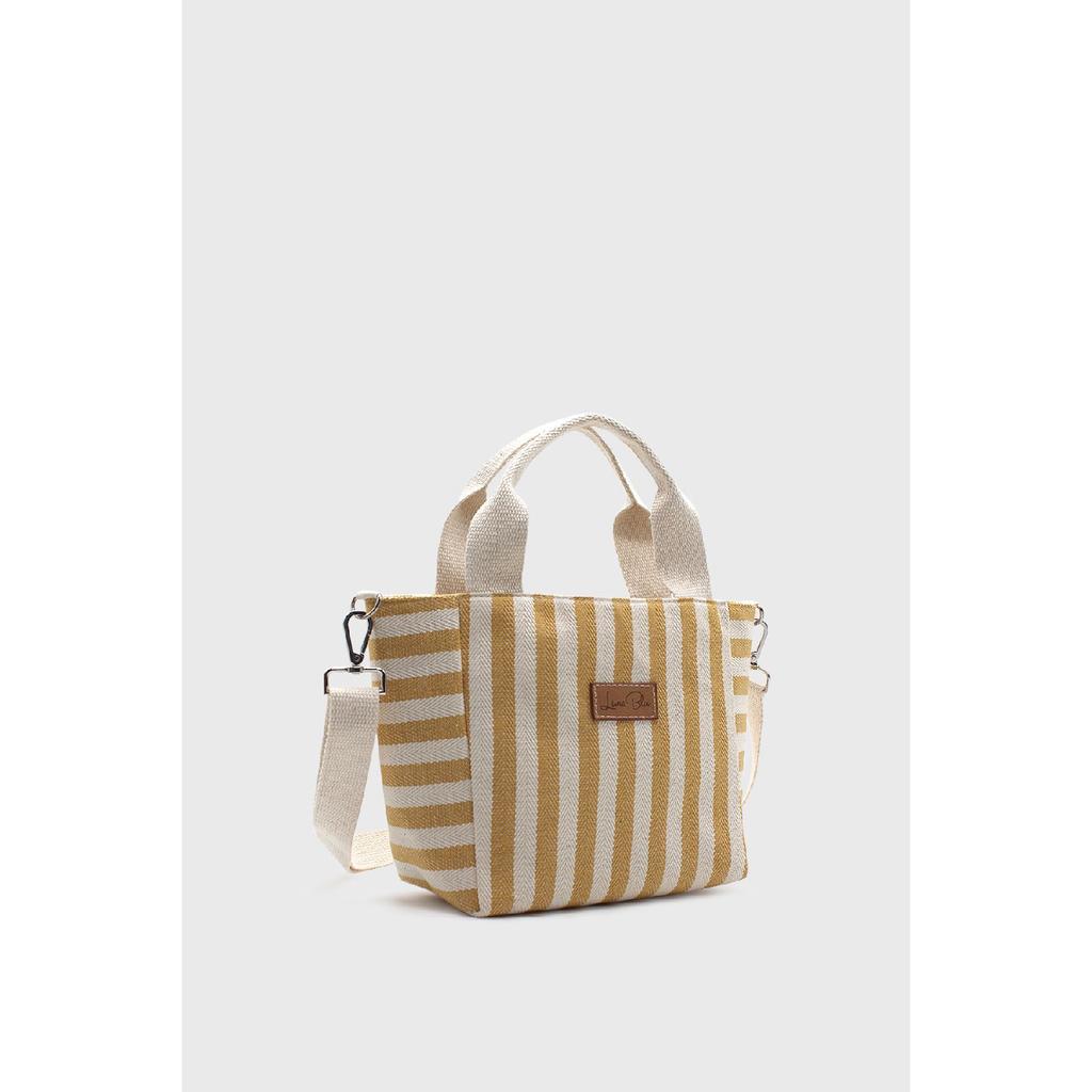 Women's Striped Mini Linen Tote Bag