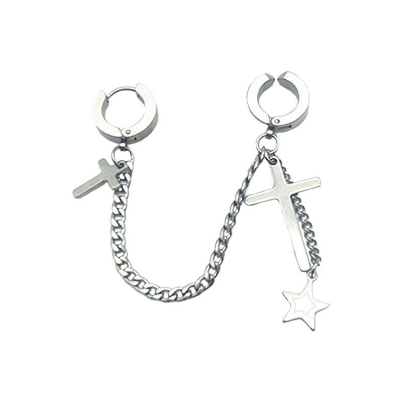 Серьги-унисекс из титановой стали Star Cross - универсальные корейские хип-хоп крутые клипсы