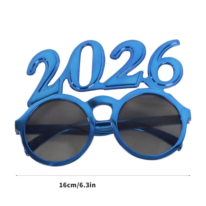 Праздничные очки 2026 года с круглыми линзами Очки для празднования Нового года Практичные Универсальные Party-очки из ПК для женщин