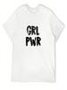 GRL PWR - Сила Девочек, Цитата о Феминизме Футболка Хлопковая Графическая Футболка Эстетичная Одежда Blue Archive Футболка с Коротким Рукавом унисекс