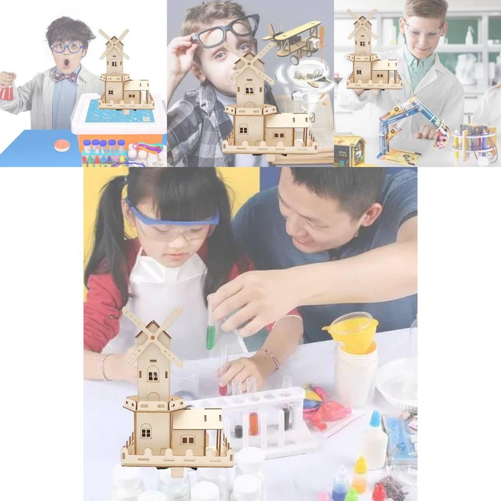 Детская деревянная самодельная голландская ветряная мельница, научная игрушка, электрический маяк, образовательная модель