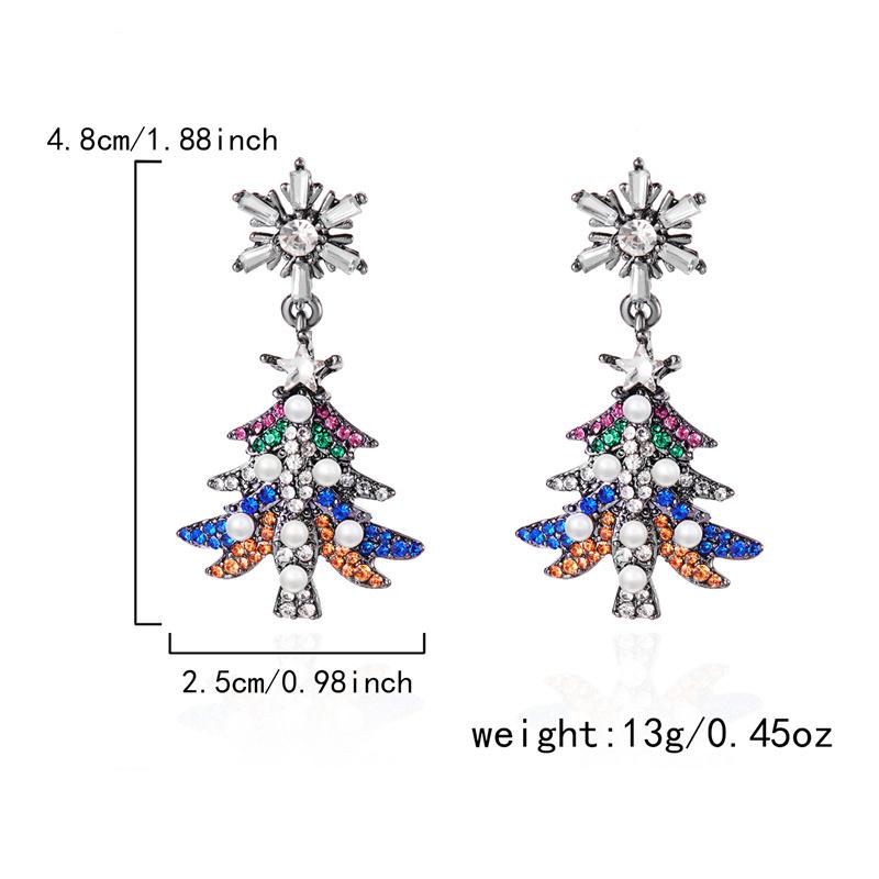 Trendy Christmas Tree Long Pendant Earrings High Temperament Fashion Zircon Jewelry Xmas Gift Collection Studs Party New Arrival