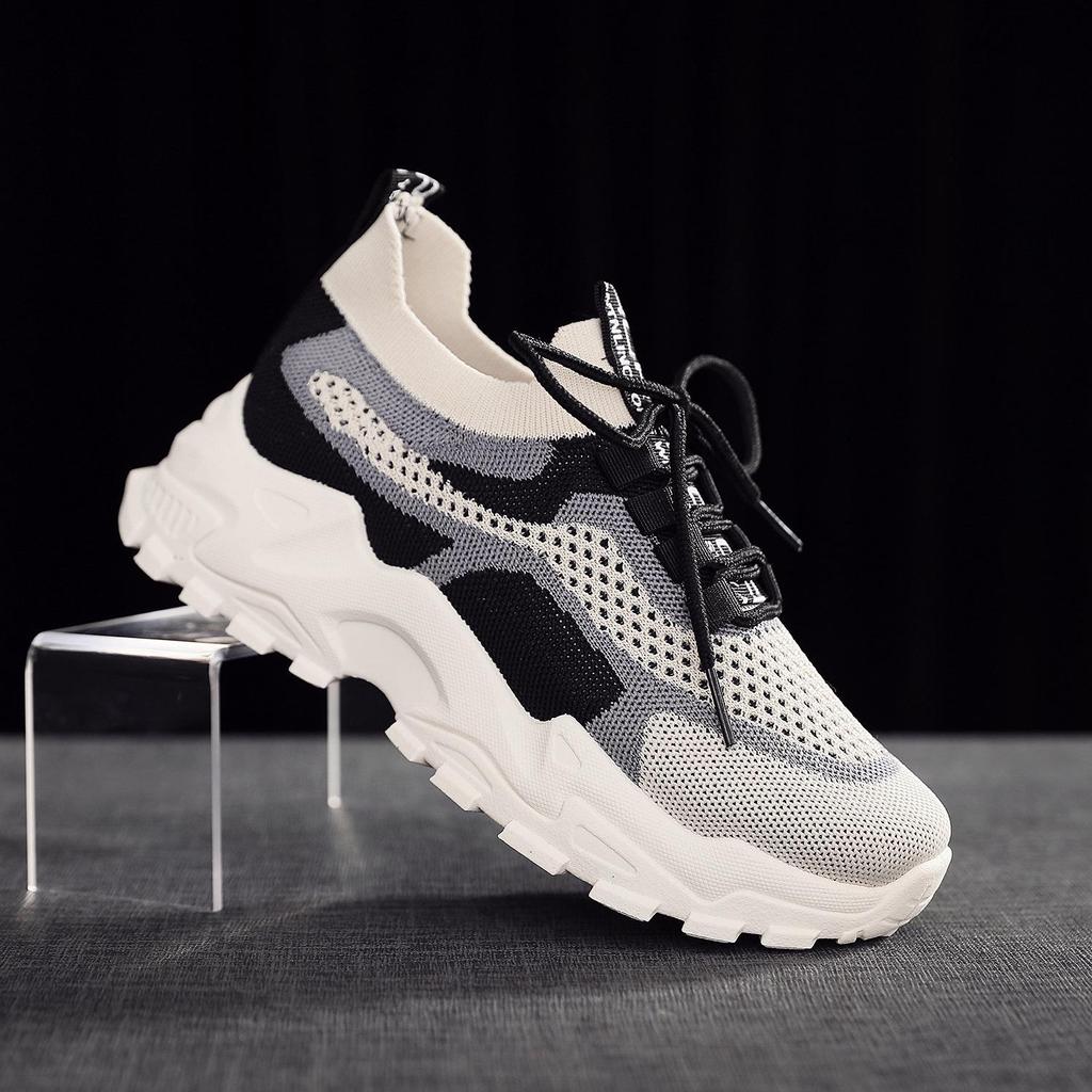 2025 Summer Women's Shoes Fly-woven Breathable Mesh Shoes Trend Dad Shoes Women's Platform Heightening Sports and Leisure Shoes