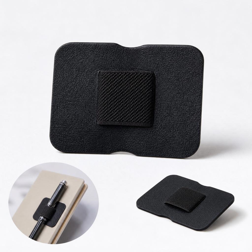 Self-Adhesive Leather Elastic Pen Holder for Desk - Stretchable Pen with Stick- Backing