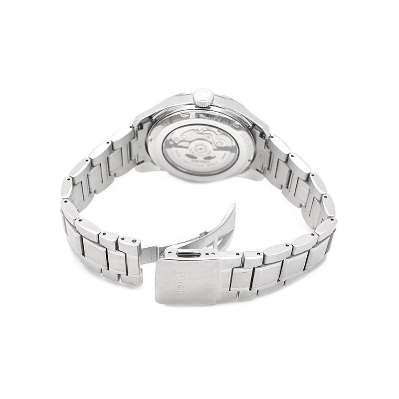 Seiko Серия Presage 100 метров водонепроницаемость Автоматические Мужские часы на стальном браслете белый циферблат SARX075