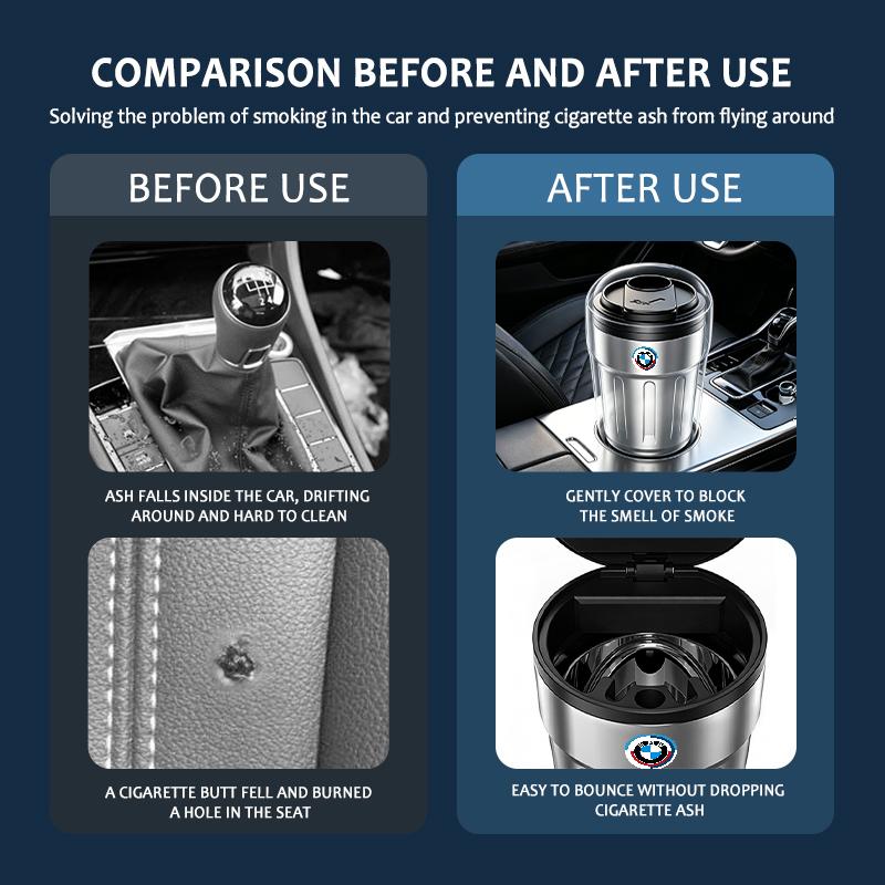 BEKV7 Universal Portable Car Stainless Steel Ashtray Cup Holder For BMW X3 X5 M5 M3 E46 E90 E60 F10 E39 F30 E36 G30 E87 E70