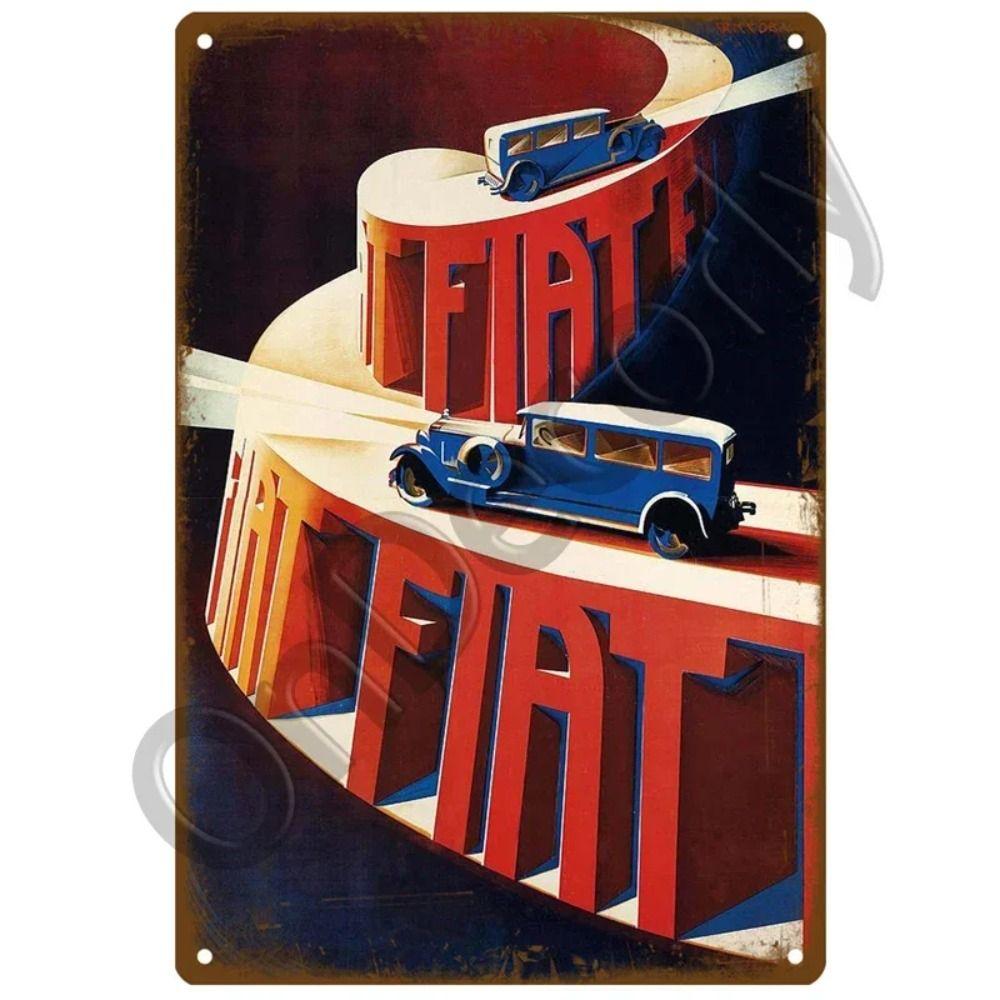 Металлическая вывеска для гаража FIAT, Настенный декор с логотипом автобренда 20x30см
